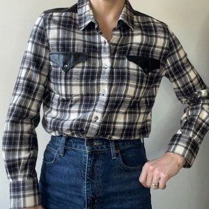 IRO Leather Trimmed Flannel Shirt